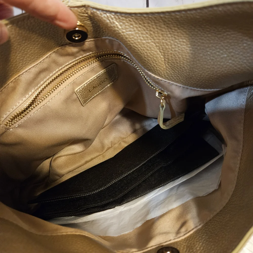 Laggo Leather Gold Bella Hobo Bag‎ NWOT